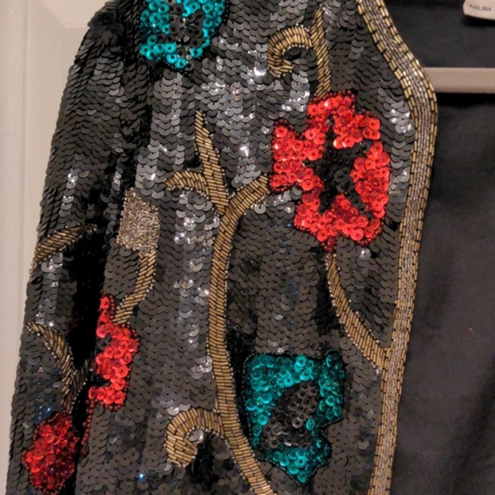 Black and Multi color Sequin Jacket - Picture 2 of 4